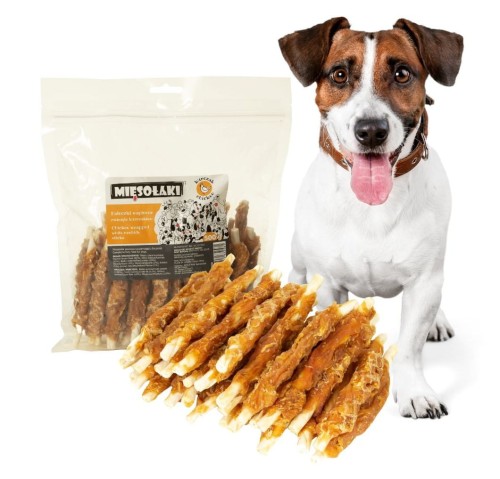 MięsoŁaki Pałeczki owinięte mięsem z kurczaka Przysmak dla psa 500g