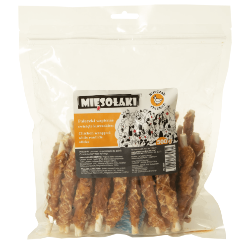 MięsoŁaki Pałeczki owinięte mięsem z kurczaka Przysmak dla psa 500g