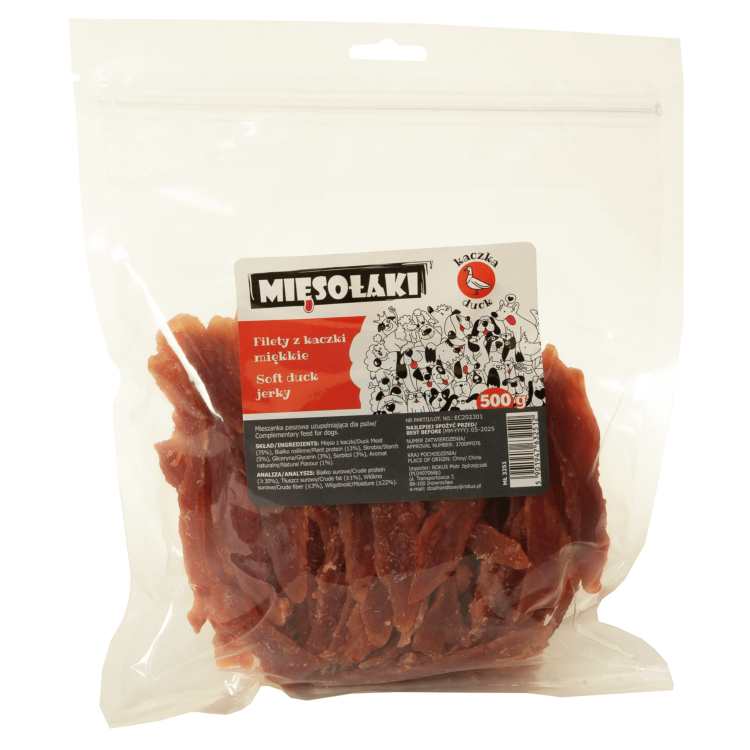 MięsoŁaki Miękkie Filety z kaczki Przysmak dla psa 500g