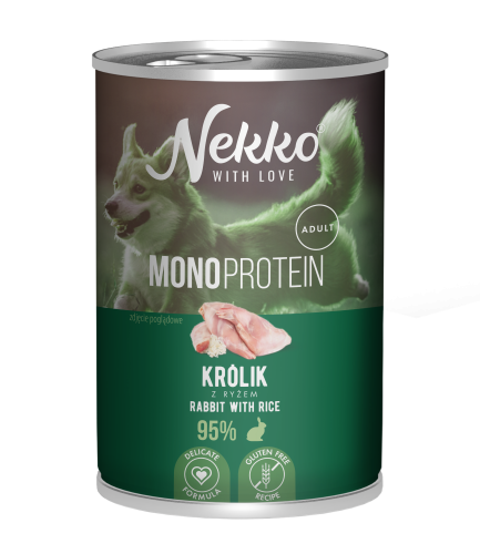 NEKKO MONOPROTEIN mokra karma dla psa Królik Ryż 400g