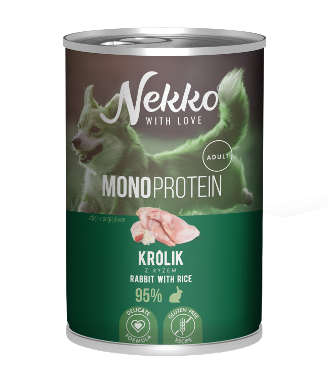 NEKKO MONOPROTEIN mokra karma dla psa Królik Ryż 400g