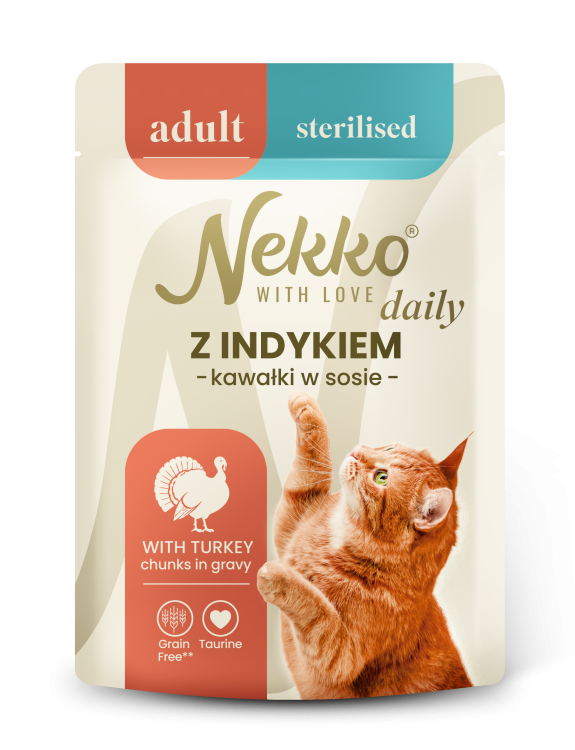 NEKKO DAILY Sterilised kawałki w sosie z indykiem 85g Mokra karma dla kota