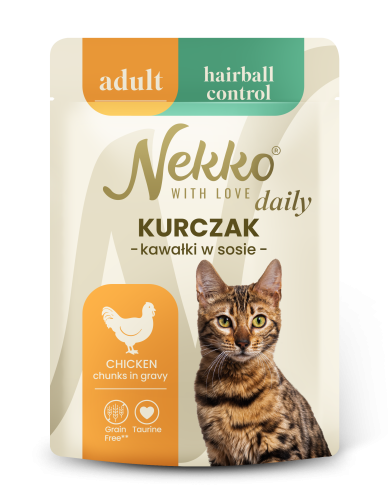 NEKKO DAILY Hairball kawałki w sosie Kurczak 85g Mokra karma dla kota