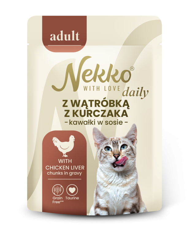 NEKKO DAILY kawałki w sosie z wątróbką z kurczaka 85g Mokra karma dla kota