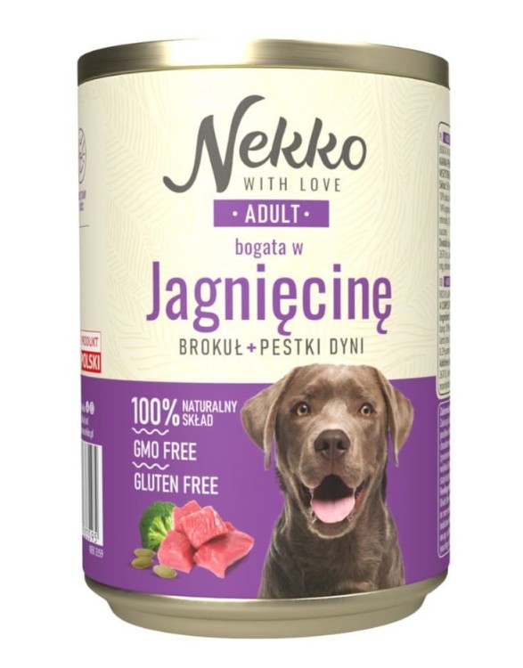 NEKKO mokra karma dla psa Jagnięcina Brokuł Pestki dyni 400g