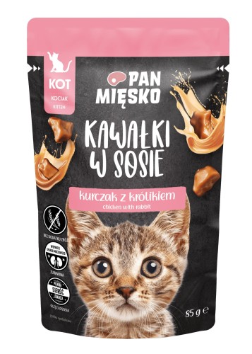PAN MIĘSKO Karma mokra dla KOCIAKA Kawałki w sosie Kurczak z królikiem 85g