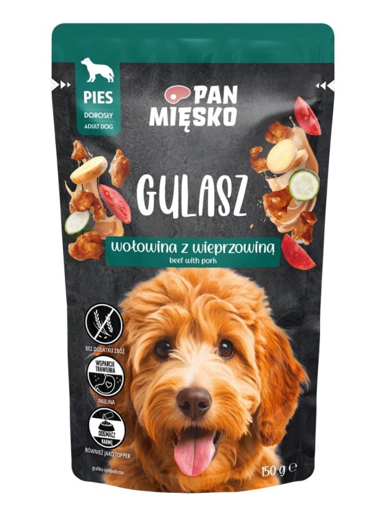 PAN MIĘSKO Karma mokra dla psa Gulasz Wołowina z wieprzowiną 150g