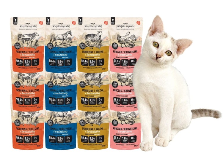 WIEJSKA ZAGRODA Karma mokra dla kota MIX SMAKÓW  12x100g BEZZBOŻOWA