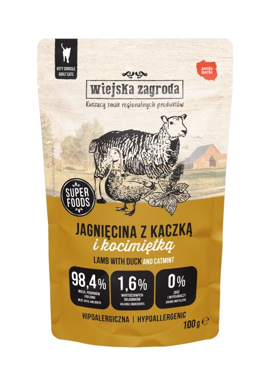 WIEJSKA ZAGRODA Karma mokra dla kota MIX SMAKÓW  12x100g BEZZBOŻOWA