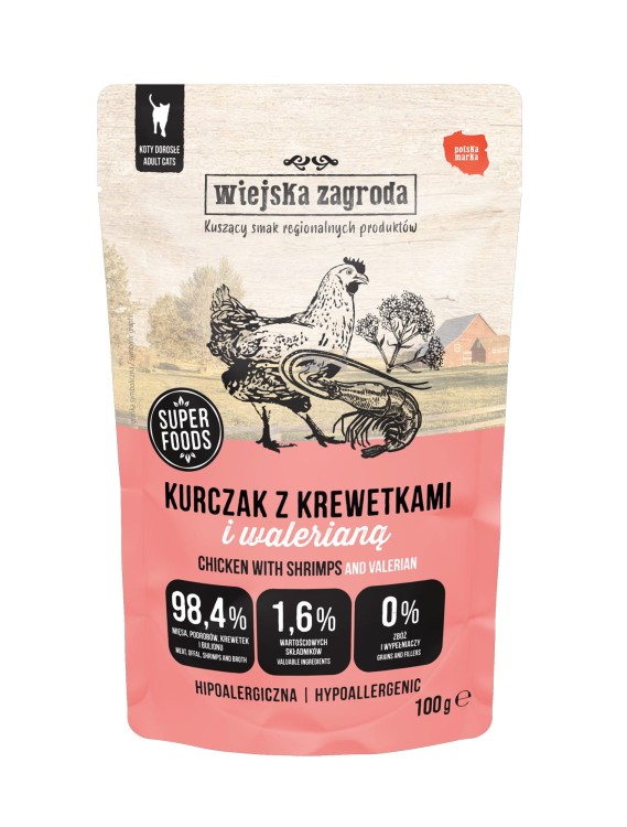 WIEJSKA ZAGRODA Karma mokra dla kota MIX SMAKÓW  24x100g BEZZBOŻOWA