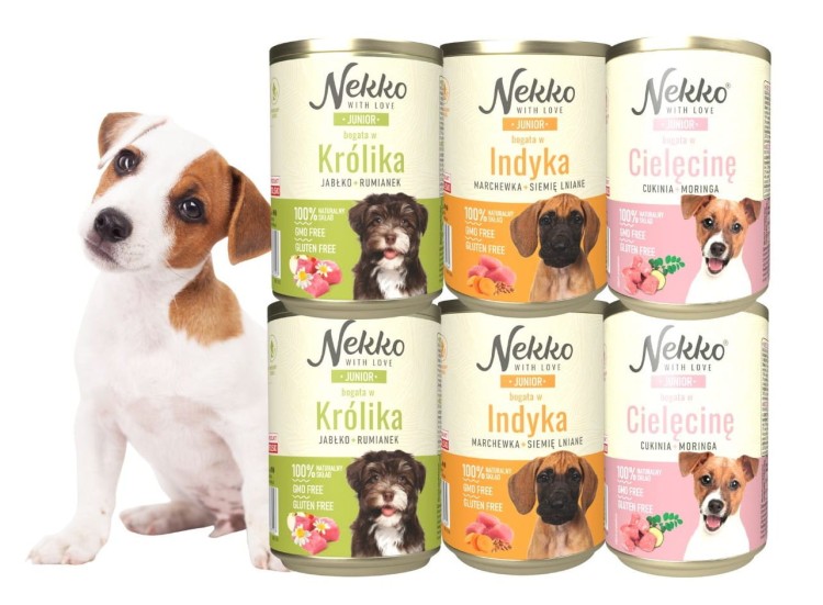 NEKKO mokra karma dla psa JUNIOR MIX SMAKÓW 6x400g Naturalny Skład