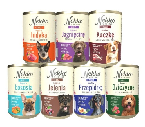 NEKKO Adult mokra karma dla psa MIX SMAKÓW 7x400g