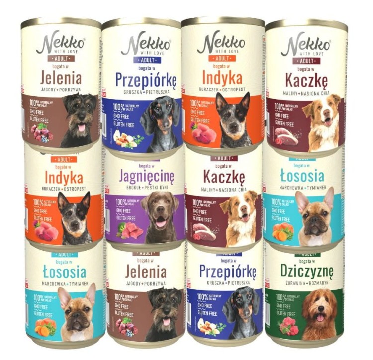 NEKKO Adult mokra karma dla psa MIX SMAKÓW 12x400g