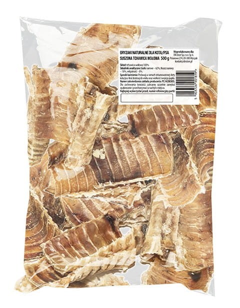 GRYZAKI Naturalny przysmak dla psa i kota Tchawice wołowe 500g