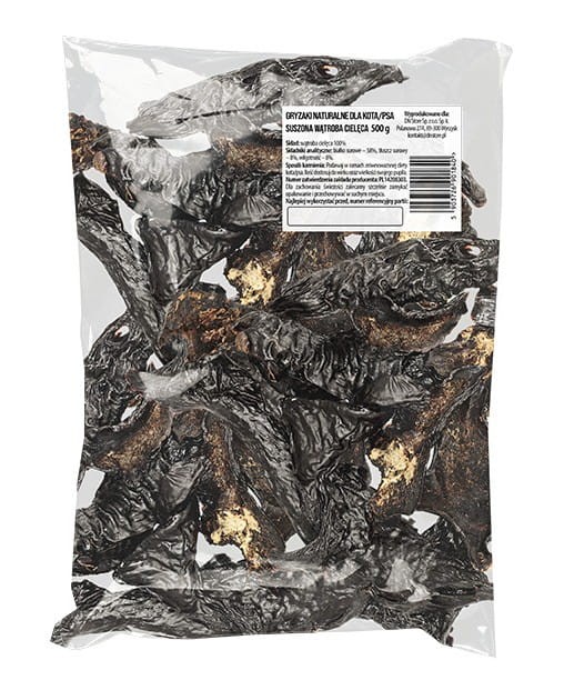 GRYZAKI Naturalny przysmak dla psa i kota Wątroba cielęca 500g