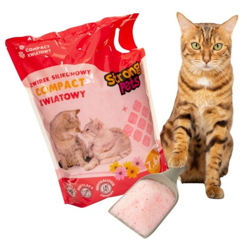 STRONG PETS Żwirek Silikonowy Dla Kota Compact kwiatowy 7,6l DROBNY