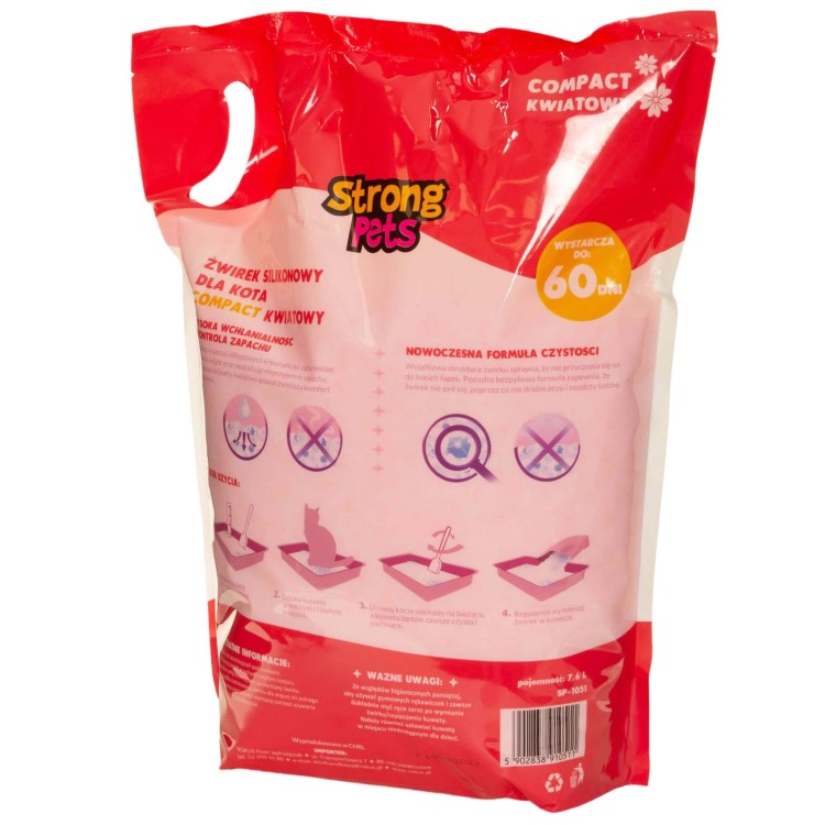 STRONG PETS Żwirek Silikonowy Dla Kota Compact kwiatowy 7,6l DROBNY