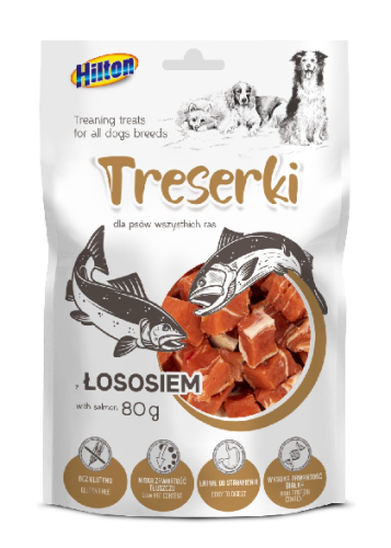 HILTON Mięsne treserki z łososiem Przekąska dla psa 80g Przysmak