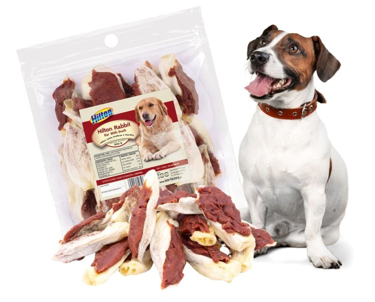 HILTON Uszy królicze z kaczką Przysmak dla psa 500g Smaczki