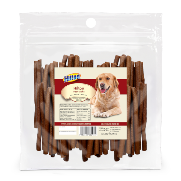 HILTON Miękkie patyczki z wołowiny Przysmak dla psa 500g Sticks Naturalny
