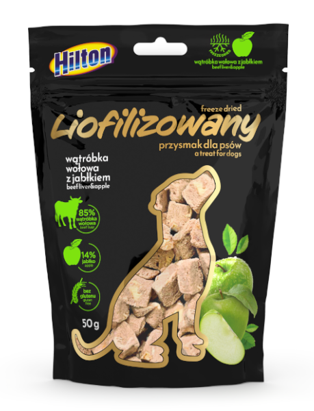 HILTON Liofilizowany przysmak dla psa z wątróbką wołową i jabłkiem 50g