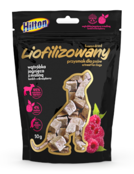 HILTON Liofilizowany przysmak dla psa z wątróbką jagnięcą i maliną 50g