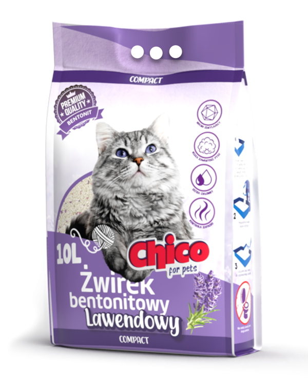 CHICO Żwirek bentonitowy dla kota Compact Lawenda 10l drobny
