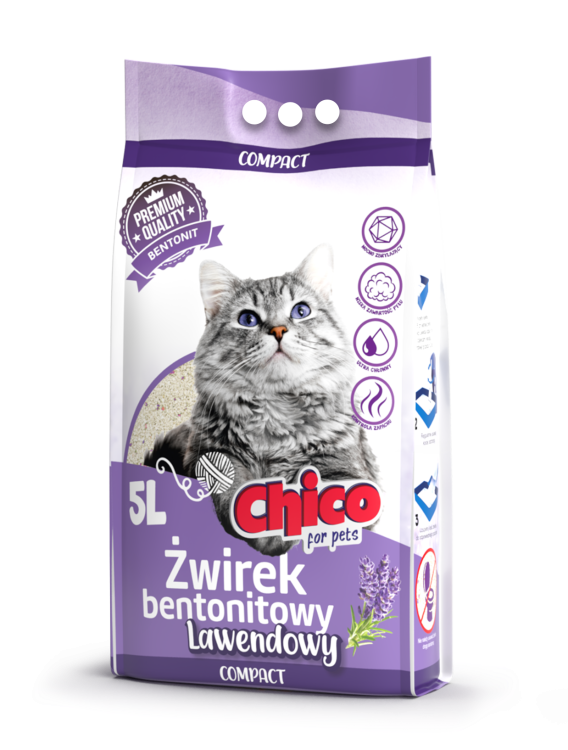 CHICO Żwirek bentonitowy dla kota Compact Lawenda 5l drobny