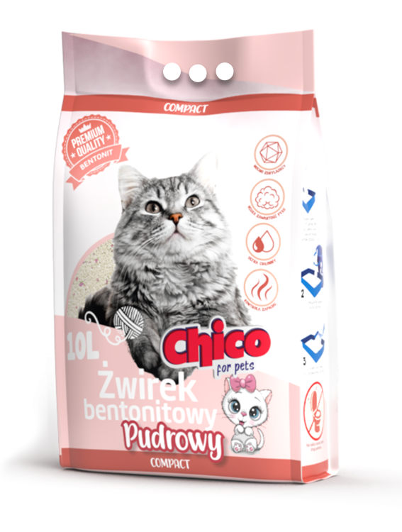 CHICO Żwirek bentonitowy dla kota Compact Pudrowy 10l drobny
