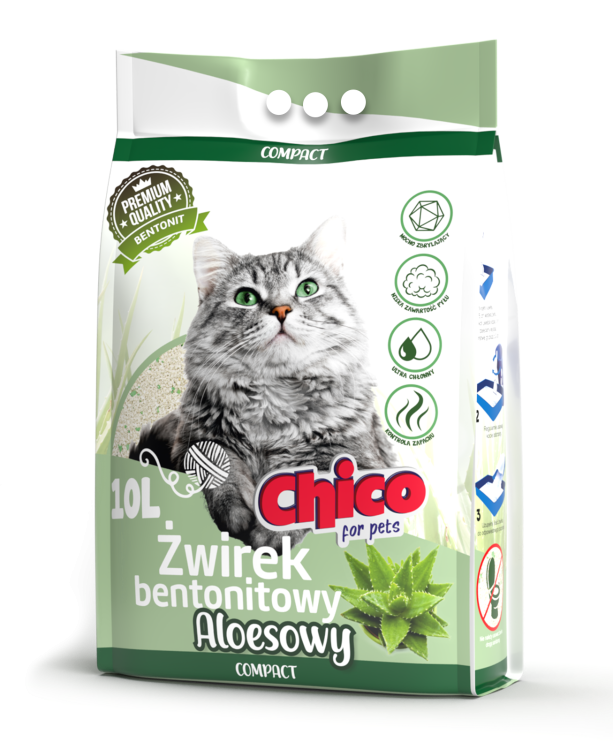 CHICO Żwirek bentonitowy dla kota Compact Aloes 10l drobny