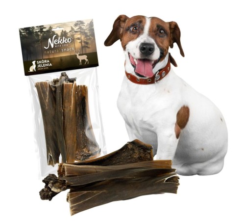 NEKKO Naturalny przysmak dla psa Wędzona Skóra jelenia 100g Gryzak