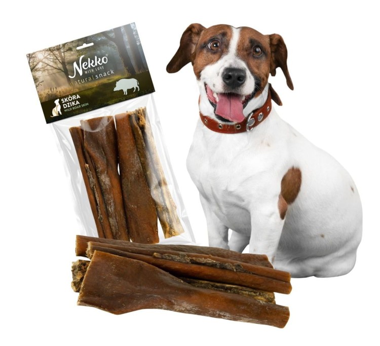 NEKKO Naturalny przysmak dla psa Wędzona Skóra dzika 100g Gryzak