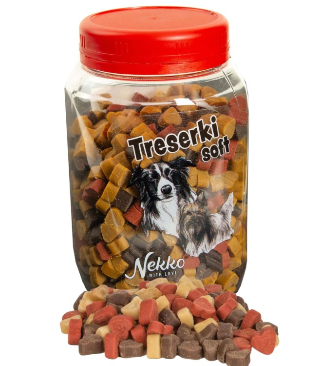 NEKKO Przysmaki Soft Serduszka mięsne MINI dla psa MIX Treserki 300g