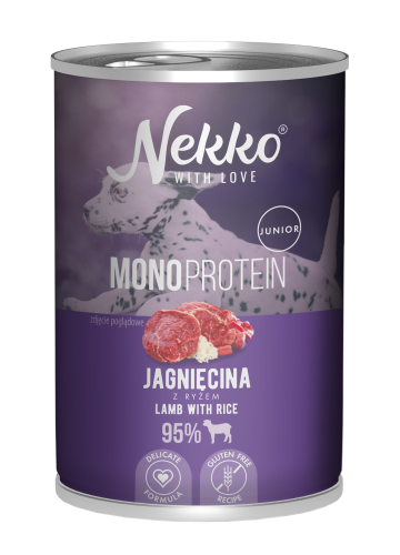 NEKKO MONOPROTEIN mokra karma dla psa JUNIOR Jagnięcina Ryż 400g