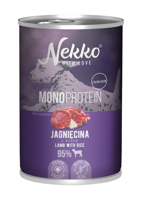 NEKKO MONOPROTEIN mokra karma dla psa JUNIOR Jagnięcina Ryż 400g