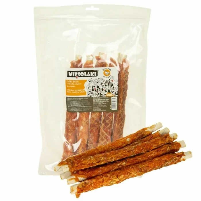 Przysmak dla psa Długie Pałki owinięte Kurczakiem 500g Mięsołaki GRYZAKI