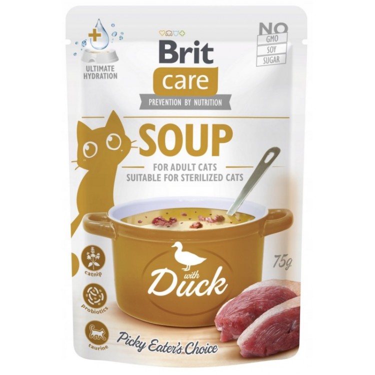 BRIT Care Cat Mokra karma dla kotów sterylizowanych ZUPA KACZKA 75g Soup