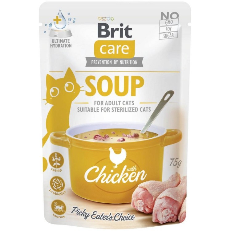 BRIT Care Cat Mokra karma dla kotów sterylizowanych ZUPA KURCZAK 75g Soup