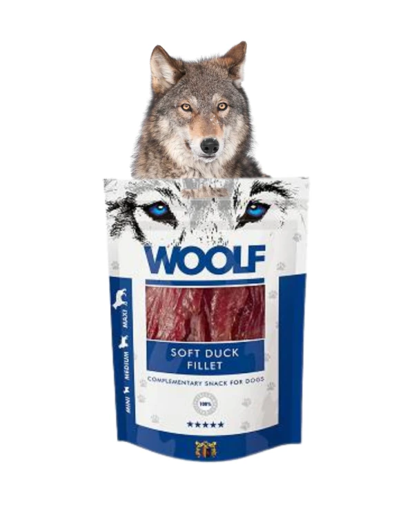 WOOLF Paski z Kaczki Przysmak dla psa 100g Filety, Smakołyki