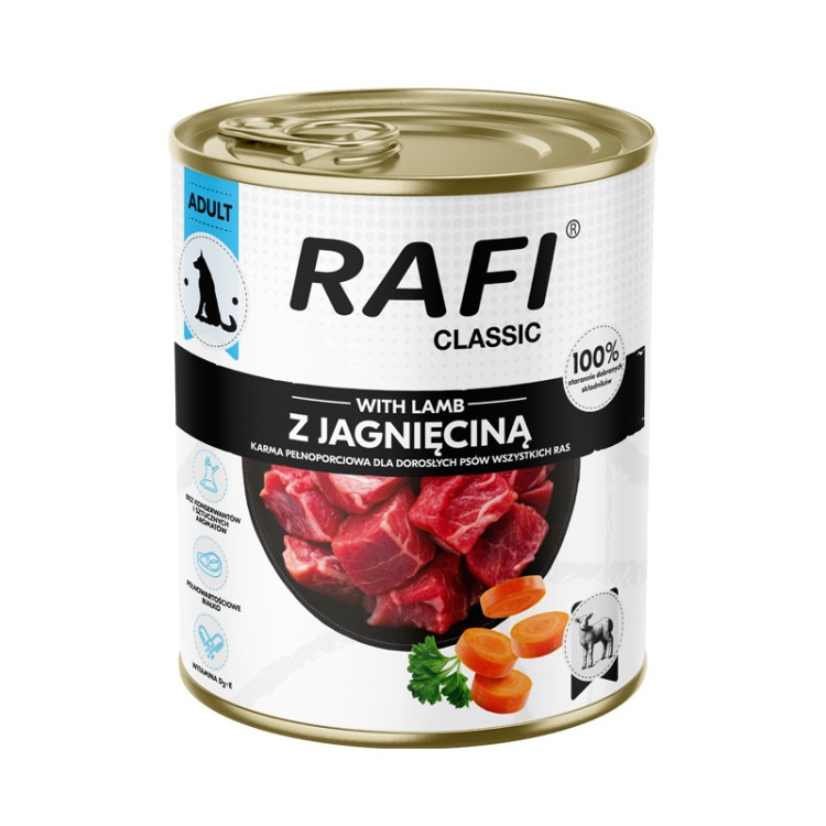 Mokra karma dla psa RAFI CLASSIC JAGNIĘCINA 800g Dolina Noteci
