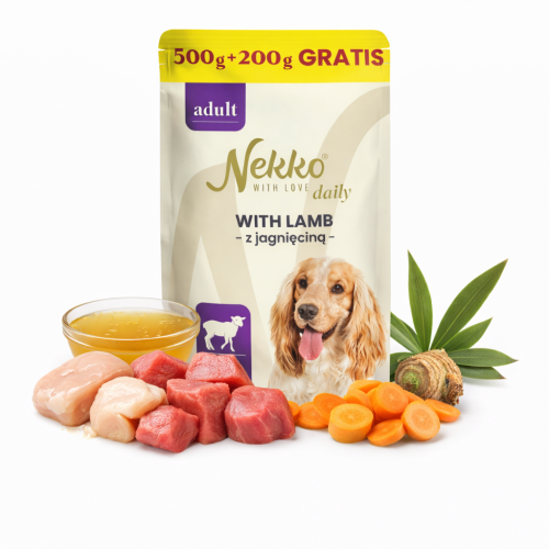 Mokra karma dla psa NEKKO DAILY ADULT Jagnięcina 500g+200g GRATIS