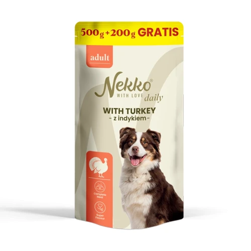 Mokra karma dla psa NEKKO DAILY ADULT Indyk 500g+200g GRATIS