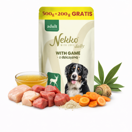 Mokra karma dla psa NEKKO DAILY ADULT Dziczyzna 500g+200g GRATIS
