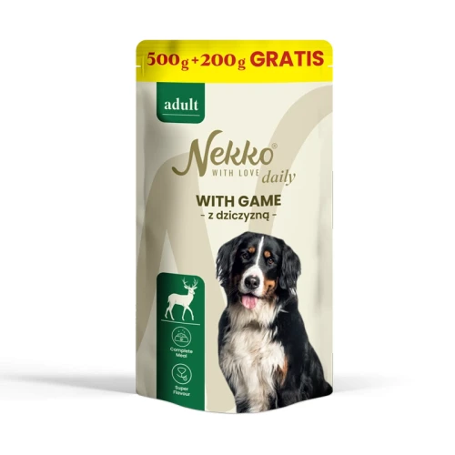 Mokra karma dla psa NEKKO DAILY ADULT Dziczyzna 500g+200g GRATIS