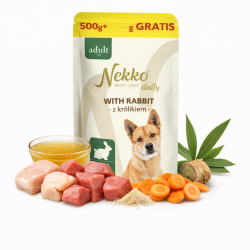 Mokra karma dla psa NEKKO DAILY ADULT Królik 500g+200g GRATIS
