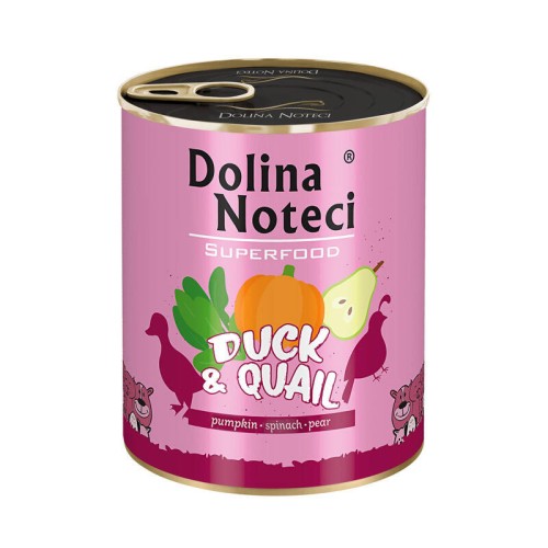 Mokra karma dla psa Dolina Noteci Superfood Kaczką z Przepiórką 800g