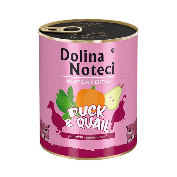 Mokra karma dla psa Dolina Noteci Superfood Kaczką z Przepiórką 800g