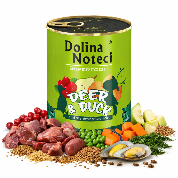 Mokra karma dla psa Dolina Noteci Superfood Jeleń i Kaczka 800g