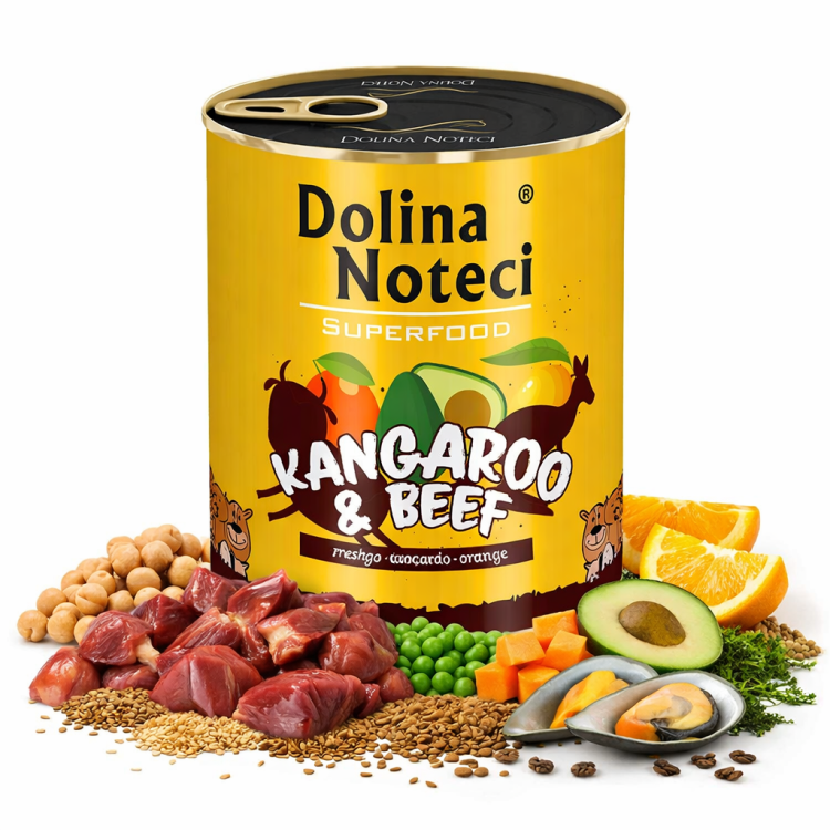 Mokra karma dla psa Dolina Noteci Superfood Kangur i Wołowina 800g