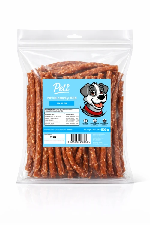 Przysmak dla psa PETI Patyczki z kaczką i ryżem 500g Smakołyk Gryzak